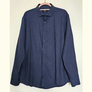 1901 100% Cotton Long Sleeve Trim Fit Button Up Shirt Large 16.5 34-35 Navy